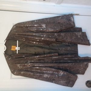 Ruby Rd  faux suede lightweight  brown/metallic jacket